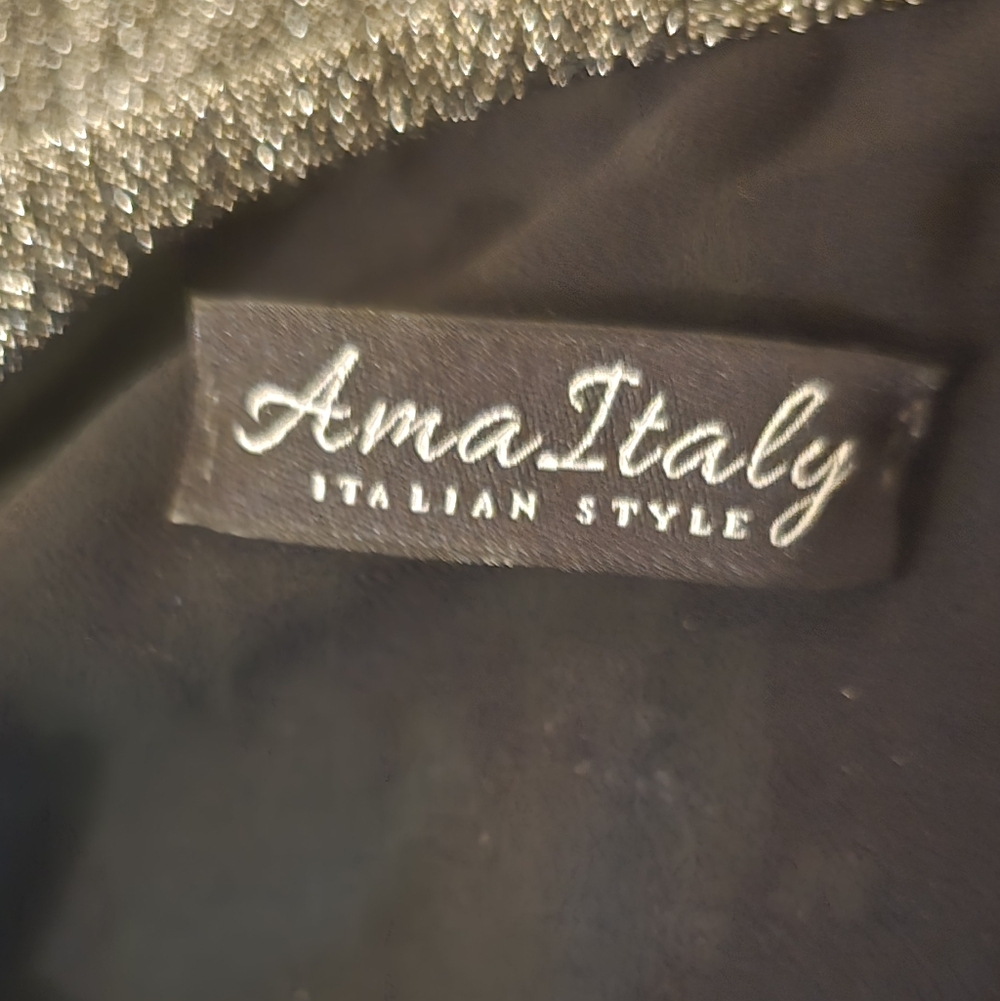 Ama Italy Black Shimmer Layered Tunic Evening Cocktail Minimalist Blouse Size M - Picture 3 of 4